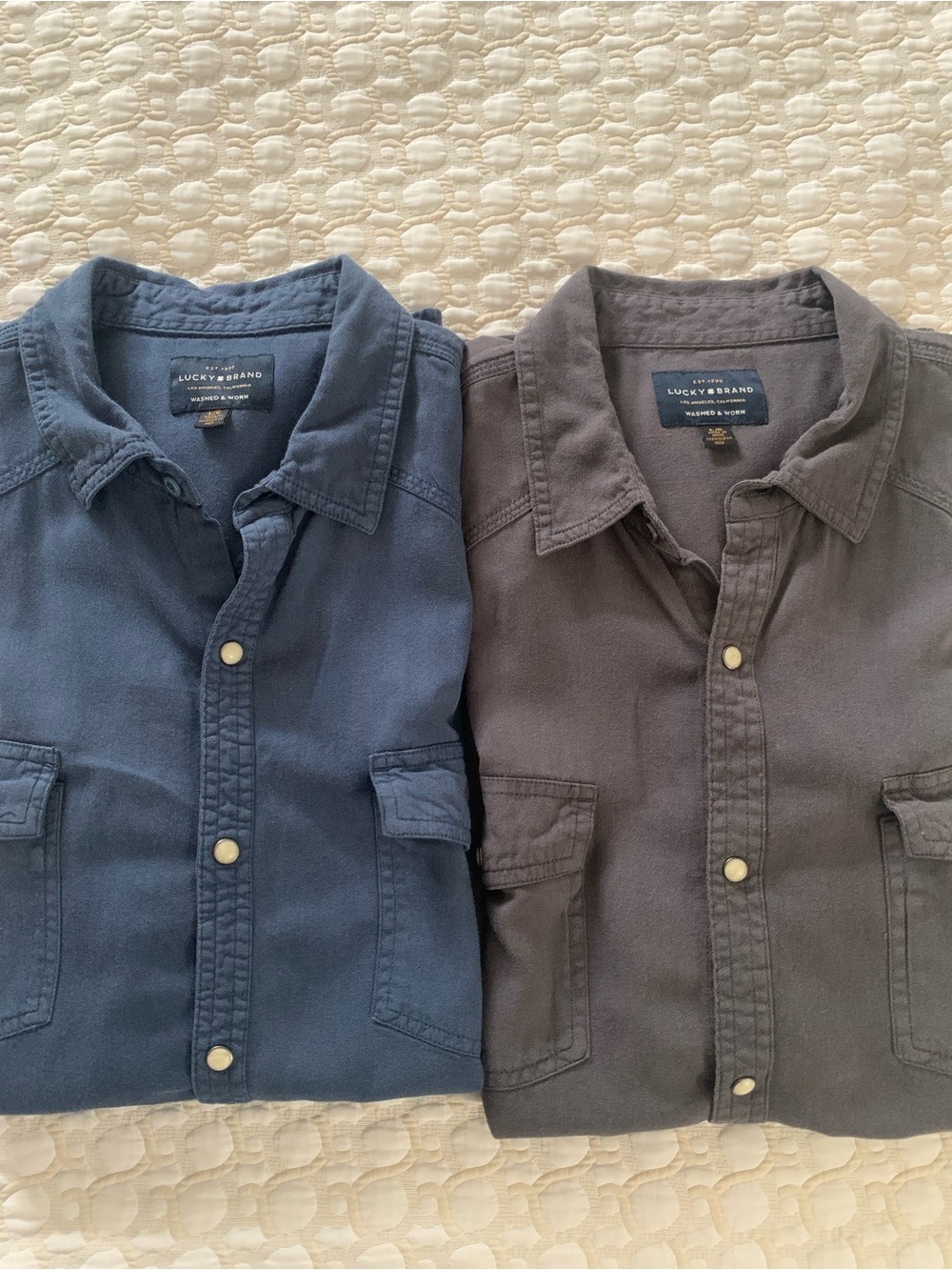 2 Lucky Brand Men's Button-Front Shirt - Blue / Gray